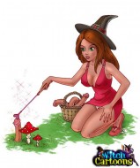 Red-haired witch using sex magic